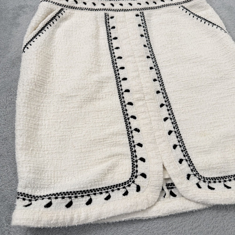 Anthropologie Dolan Textured Mini Skirt Womens Small Ivory Embroidered Lined - Picture 3 of 10